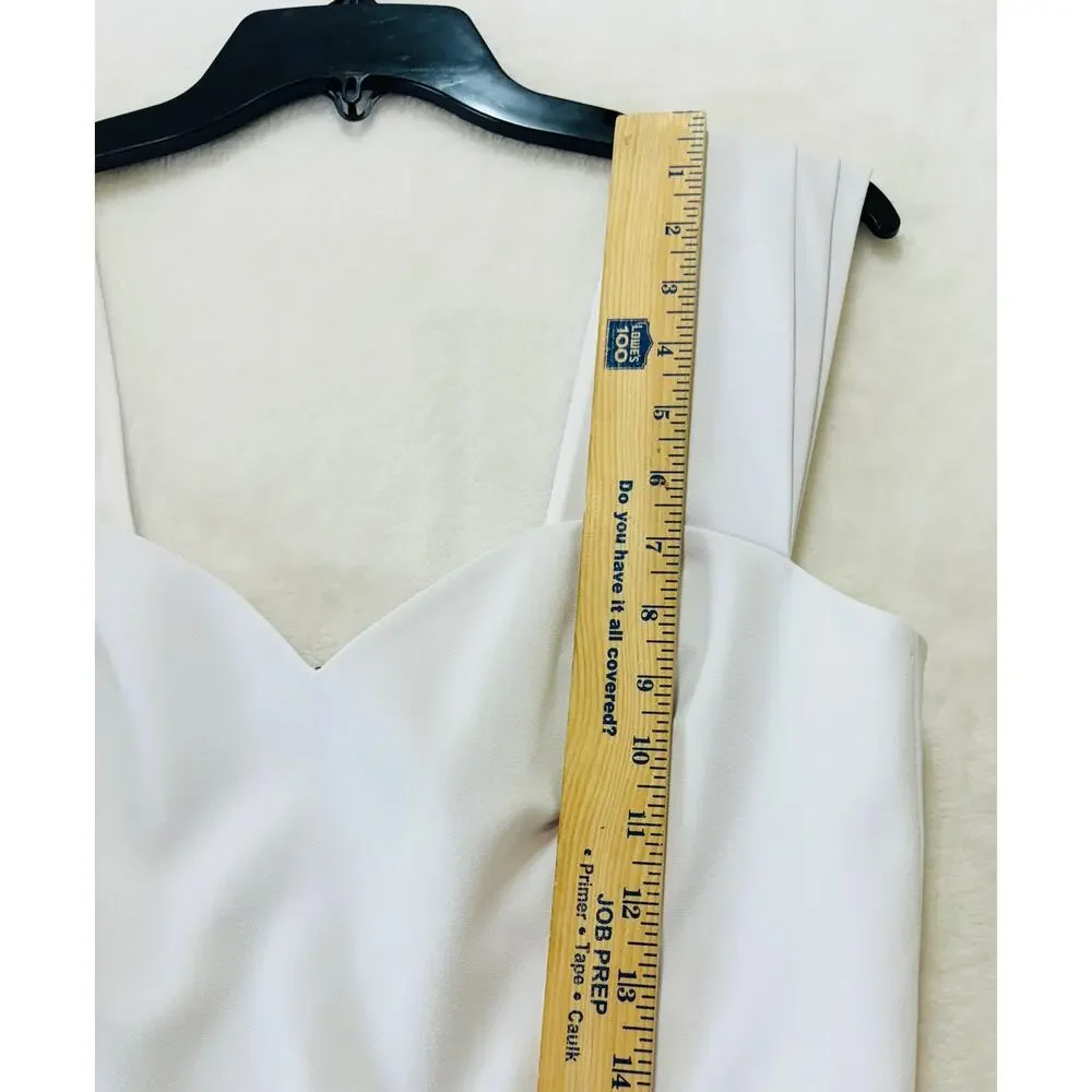 Alice + Olivia Brinda Ruffled Hem Dress Womens 10 White Fit and Flare Cocktail - Picture 6 of 13